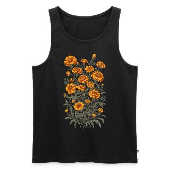 Esthétique Design Tagetes Décoration Florale Vintage - Débardeur bio Premium Homme - noir - Devant - Michal (187cm)