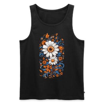 Kamille und Vintage Blumen Design Aesthetic - Männer Premium Bio Tank Top - Schwarz - Vorne - AI Model Male 178 light (178cm)
