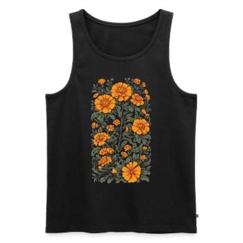 Esthétique Tagetes Décoration Florale Vintage - Débardeur bio Premium Homme - noir - Devant - Michal (187cm)