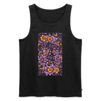 Décoration florale violette Design vintage et streetwear - Débardeur bio Premium Homme - noir - Devant - Michal (187cm)