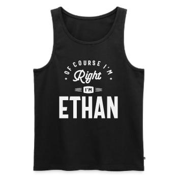 Of Course I am Right I'm Ethan Name Ethan - Men's Premium Organic Tank Top - black - Front - AI Model Male 178 light (178cm)