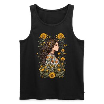 Pissenlit Vintage Floral Streetwear esthétique - Débardeur bio Premium Homme - noir - Devant - AI Model Male 178 light (178cm)