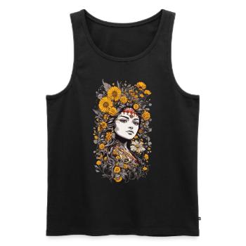 Bohème esthétique Vintage Floral Design - Débardeur bio Premium Homme - noir - Devant - Michal (187cm)
