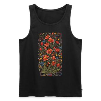 Décoration Florale Colorée Vintage Esthétique Streetwear - Débardeur bio Premium Homme - noir - Devant - Michal (187cm)