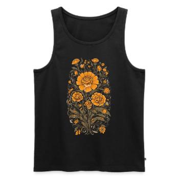 Tagetes Décoration Florale Esthétique Design Vintage - Débardeur bio Premium Homme - noir - Devant - Michal (187cm)