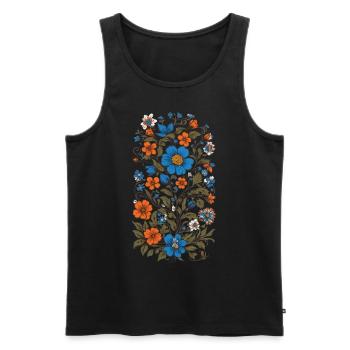 Décoration florale Vintage Esthétique Streetwear Design - Débardeur bio Premium Homme - noir - Devant - Michal (187cm)