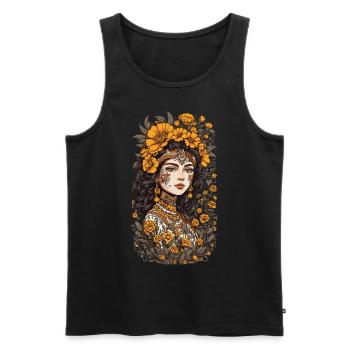 Décoration florale Vintage Esthétique Streetwear Design - Débardeur bio Premium Homme - noir - Devant - Michal (187cm)