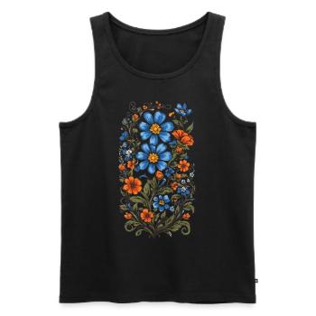 Décoration florale Vintage Esthétique Streetwear Design - Débardeur bio Premium Homme - noir - Devant - Michal (187cm)