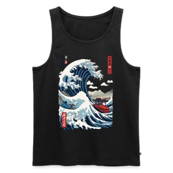 Japan Ukiyo-E Style Captain Sailboat Vintage - Men's Premium Organic Tank Top - black - Front - Michal (187cm)