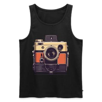 Appareil photo Vintage esthétique photographe rétro - Débardeur bio Premium Homme - noir - Devant - Michal (187cm)