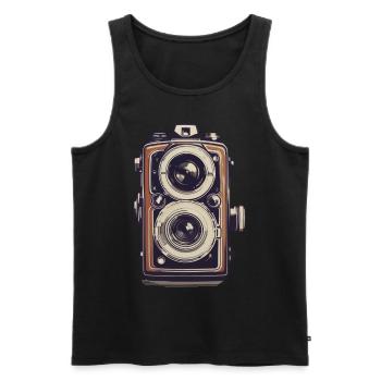 Appareil photo Vintage esthétique photographe rétro - Débardeur bio Premium Homme - noir - Devant - Michal (187cm)