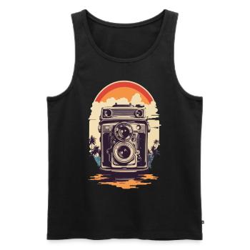 Vintage Photo Camera Aesthetic Photographer Retro - Men's Premium Organic Tank Top - black - Front - Michal (187cm)