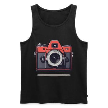 Appareil photo vintage esthétique appareil photo rétro - Débardeur bio Premium Homme - noir - Devant - Michal (187cm)