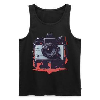 Appareil photo Vintage esthétique photographe rétro - Débardeur bio Premium Homme - noir - Devant - Michal (187cm)
