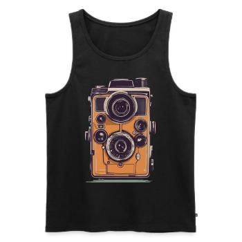 Vintage Photo Camera Aesthetic Retro Camera - Men's Premium Organic Tank Top - black - Front - AI Model Male 178 light (178cm)