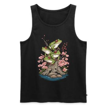 Japan Frosch Streetwear Aesthetic Vintage Design - Männer Premium Bio Tank Top - Schwarz - Vorne - Michal (187cm)