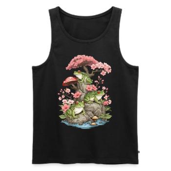 Goblincore Streetwear Aesthetic Vintage Frog - Men's Premium Organic Tank Top - black - Front - AI Model Male 178 light (178cm)