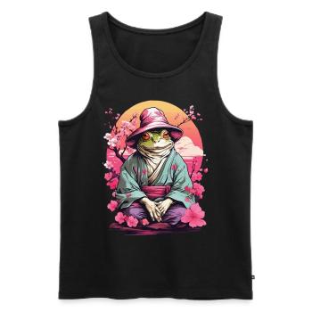 Vaporwave Aesthetic Vintage Frog Streetwear - Men's Premium Organic Tank Top - black - Front - Michal (187cm)