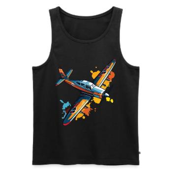 Modèle Avion Pilote Avion Hobby Design - Débardeur bio Premium Homme - noir - Devant - Michal (187cm)