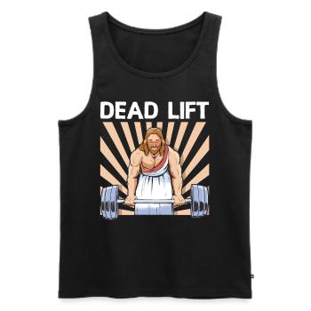 Funny Jesus Deadlift Weights T-shirt - Men's Premium Organic Tank Top - black - Front - Michal (187cm)