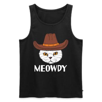 T-shirt cowboy chat miaoussé drôle - Débardeur bio Premium Homme - noir - Devant - Michal (187cm)
