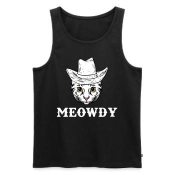 T-shirt cowboy chat miaoussé drôle - Débardeur bio Premium Homme - noir - Devant - Michal (187cm)