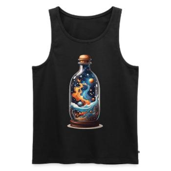 Weltall in Flasche Boho-Style Bohemian Streetwear - Männer Premium Bio Tank Top - Schwarz - Vorne - AI Model Male 178 light (178cm)