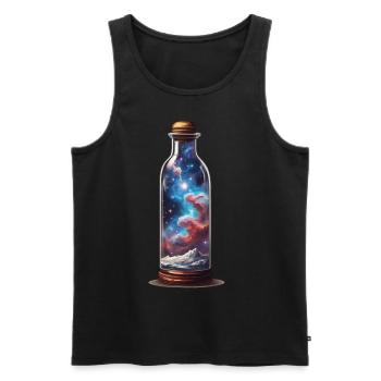 Univers en bouteille Esthétique de Style Bohème - Débardeur bio Premium Homme - noir - Devant - AI Model Male 178 light (178cm)
