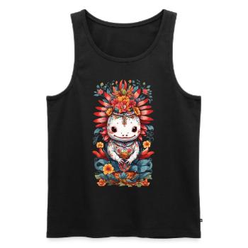 Esthétique mexicaine Floral Axolotl pour animaux de compagnie - Débardeur bio Premium Homme - noir - Devant - AI Model Male 178 light (178cm)