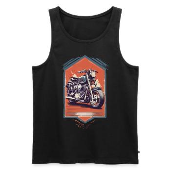 Moto Biker Streetwear Rétro Vintage Esthétique - Débardeur bio Premium Homme - noir - Devant - Michal (187cm)