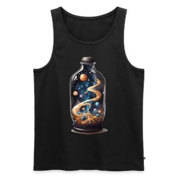 Outer Space in Bottle Boho Esthétique Streetwear - Débardeur bio Premium Homme - noir - Devant - Michal (187cm)