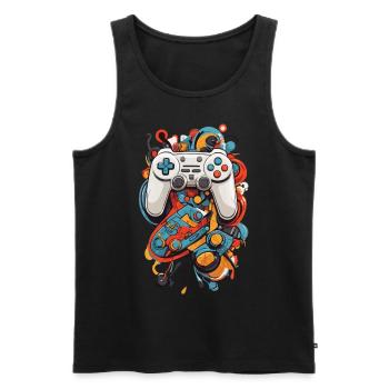 Abstrakte Kunst Ästhetisches Gamer Design - Männer Premium Bio Tank Top - Schwarz - Vorne - AI Model Male 178 light (178cm)