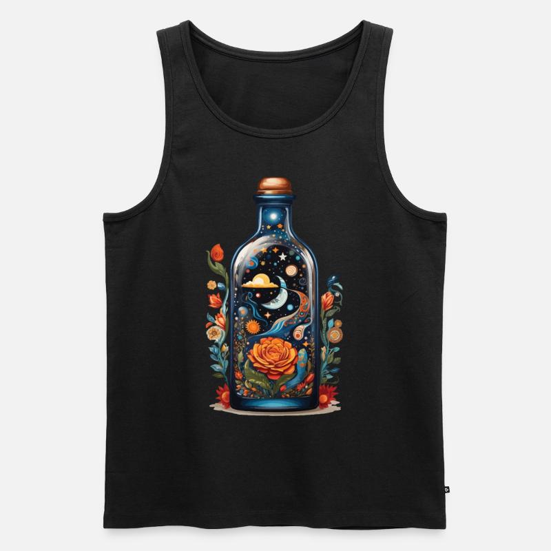 Blumen Weltraum Boho Style Ästhetik - Männer Premium Bio Tank Top - Schwarz