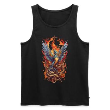 Créature mythique emblématique Phoenix Bird Streetwear - Débardeur bio Premium Homme - noir - Devant - AI Model Male 178 light (178cm)