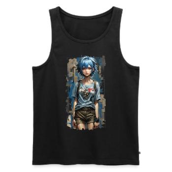 Blue Angel with Mechanical Heart - Men's Premium Organic Tank Top - black - Front - AI Model Male 178 light (178cm)