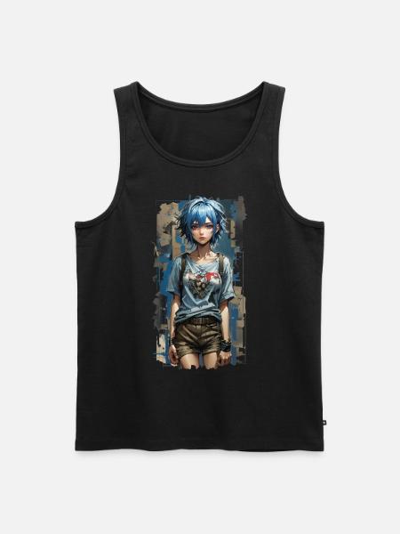Blue Angel with Mechanical Heart - Men's Premium Organic Tank Top - black
