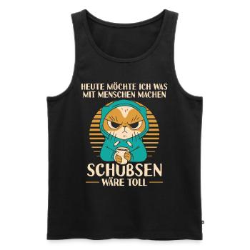 Funny Pushing Cats Saying Shirt - Men's Premium Organic Tank Top - black - Front - Michal (187cm)