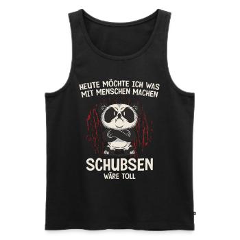 Funny Shoving Panda Saying Shirt - Men's Premium Organic Tank Top - black - Front - AI Model Male 178 light (178cm)