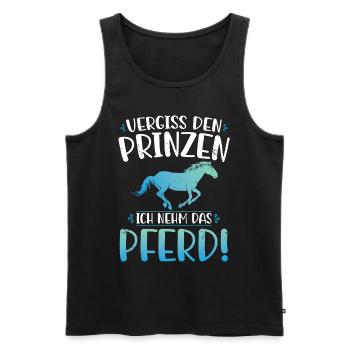 Pferd über Prinzen Lustiges Tee - Männer Premium Bio Tank Top - Schwarz - Vorne - Michal (187cm)