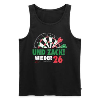 Dart Player Humor Zack 26 Tee - Débardeur bio Premium Homme - noir - Devant - Michal (187cm)