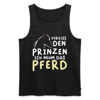 Pferd über Prinzen Lustiges Tee - Männer Premium Bio Tank Top - Schwarz - Vorne - Michal (187cm)