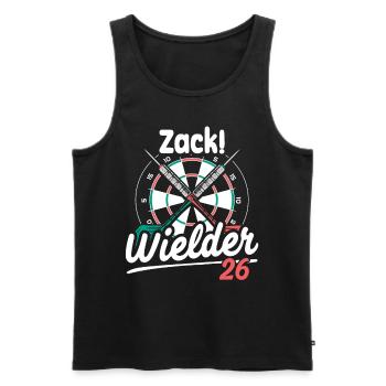 Dart Player Humor Zack 26 Tee - Débardeur bio Premium Homme - noir - Devant - Michal (187cm)