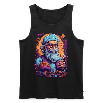 Lebendige Farben Wald Pilze Psychedelic Art - Männer Premium Bio Tank Top - Schwarz - Vorne - AI Model Male 178 light (178cm)