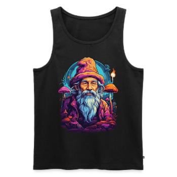 Lebendige Farben Musik Festival Wald Pilze - Männer Premium Bio Tank Top - Schwarz - Vorne - AI Model Male 178 light (178cm)