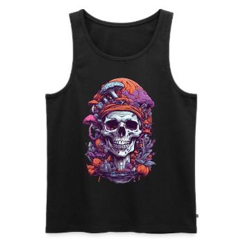 Psychedelic Art Skull Forest Mushrooms Music Festival - Men's Premium Organic Tank Top - black - Front - AI Model Male 178 light (178cm)