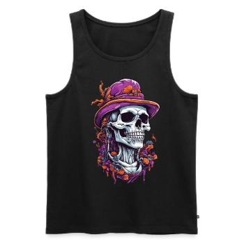 Skull Psychedelic Art Goa Trance Pilze - Männer Premium Bio Tank Top - Schwarz - Vorne - AI Model Male 178 light (178cm)