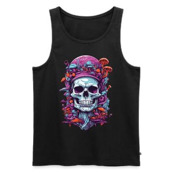 Psychedelic Art und Wald Pilze Skull Design - Männer Premium Bio Tank Top - Schwarz - Vorne - AI Model Male 178 light (178cm)