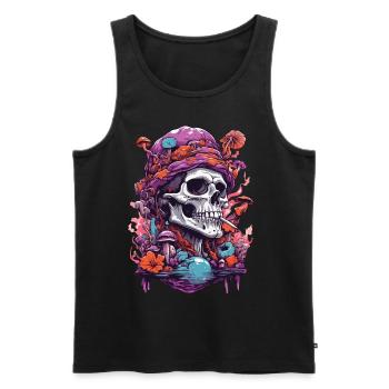 Psychedelic Skull Wald Pilze Musik Festival Art - Männer Premium Bio Tank Top - Schwarz - Vorne - AI Model Male 178 light (178cm)