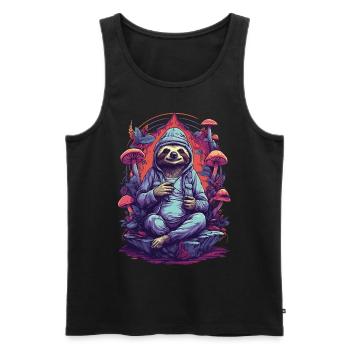 Faultier Wald Pilze Psychedelic Art Musik Festival - Männer Premium Bio Tank Top - Schwarz - Vorne - AI Model Male 178 light (178cm)