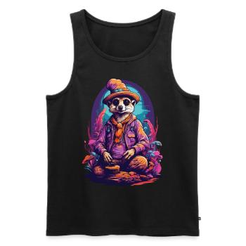 Festival de musique aux couleurs vives Champignons forestiers - Débardeur bio Premium Homme - noir - Devant - AI Model Male 178 light (178cm)